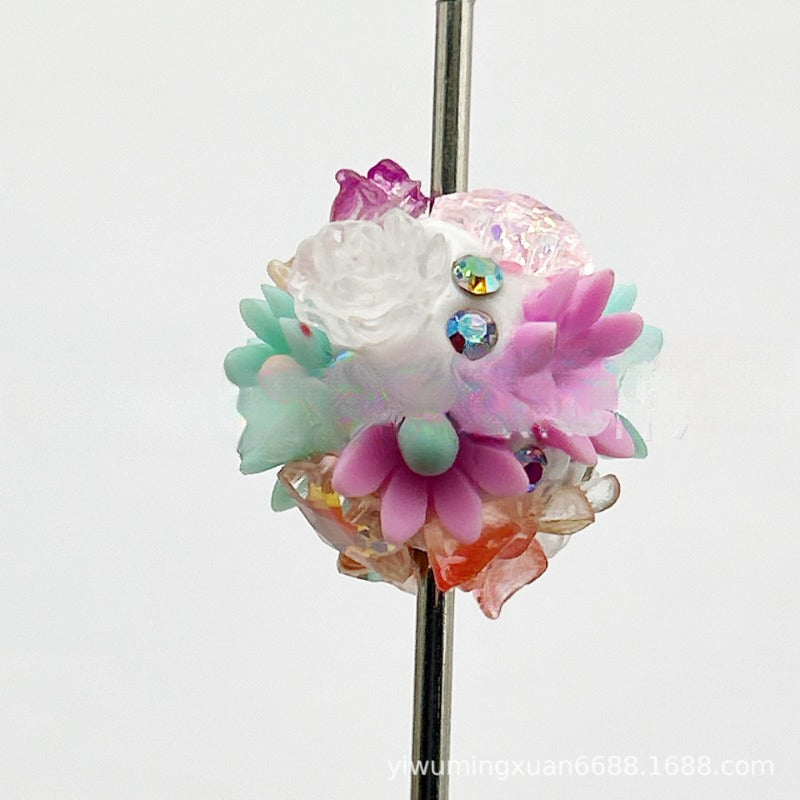 Wholesale of 20PCS Ceramic Clay Heavy Industry Flower Balls and Acrylic Beads